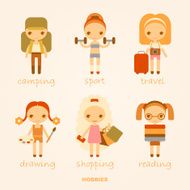 vector cartoon illustrations of hobbies