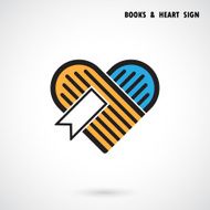 Creative book and heart abstract vector logo design