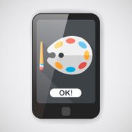 Art palette with paint brush flat icon long shadow N11