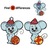 Find differences for children Christmas animals (mouse) N2