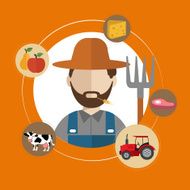 Modern flat concept of Farmer and Organic Clean Food