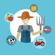 Modern flat concept of Farmer and Organic Clean Food N2