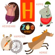 Cute zoo alphabet in vector H letter Funny cartoon animals N2