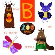 Cute zoo alphabet in vector B letter Funny cartoon animals N2