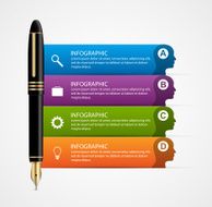 Business infographic design template Colored ink pens
