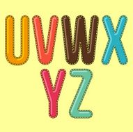 U V W X - Candy Colorful Editable Vector Alphabet N2