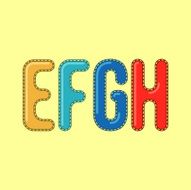 E F G H - Candy Colorful Editable Vector Alphabet N2