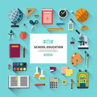 School education vector background in flat style