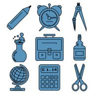 Black school goods linear icons Part 1