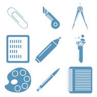 Black school goods light blue linear icons Part 2