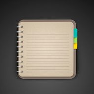 open blank brown notebook over black