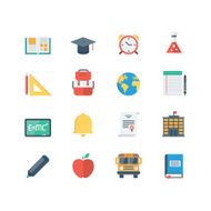 Pixel perfect education items flat icons set