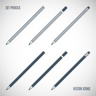set icons gray pencils in the style flat design