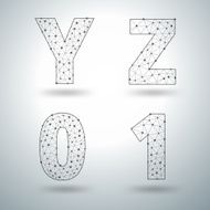 Mesh stylish alphabet letters numbers Y Z 0 1