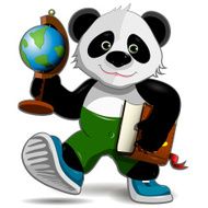 Panda with globe