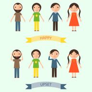 Set of characters with happy and upset emotions N2