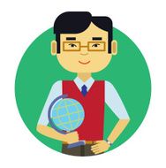 Male teacher with globe