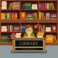 Vector library flat illustration