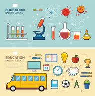 education and back to school banner concept flat design N3