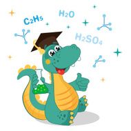 Funny dinosaur experimenting with Chemicals Cartoon vector illustrations N2