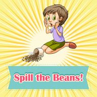 Woman sitting beside spilt beans