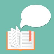 Open book background with speech bubble Literature and library education
