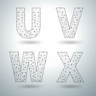 Mesh stylish alphabet letters U V W X
