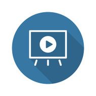 Video Presentation Icon Business Concept Flat Design Long Sha