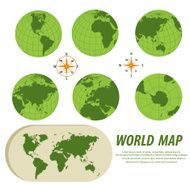 World Map with Globes