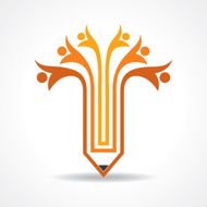 Creative pencil and people icon stock vector