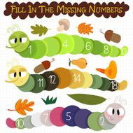 Learn to count number Fill in the missing numbers- cartoon cate