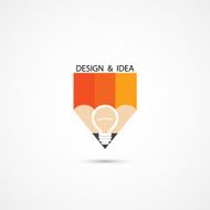 Pencil Logo and Creative light bulb idea symbol vector template