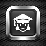 College Graduate on Black Square Button