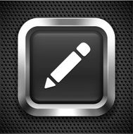 Pencil on Black Square Button