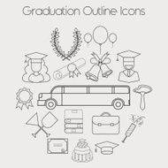 Graduation Celebrating Education Icon Vector Set