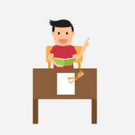 Smiling young student preparing for exam vector illustration