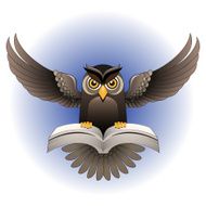 Vector Brown Owl fly with the book