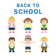 Cute Kids Characters in Different Poses Back to School Illustration N2