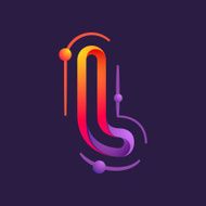 I letter one line with atoms orbits colorful logo