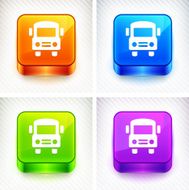School bus on Color Square Buttons