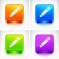 Pencil on Color Square Buttons