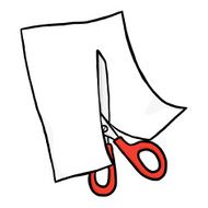 scissors cutting white paper