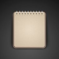 open checked brown notebook over black