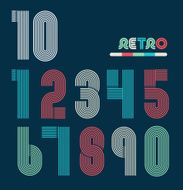 Retro stripes funky numbers set