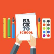 Back to school flat illustration Art supplies for design painting