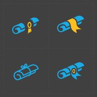 Scrolls icons with ribbon on Dark Background