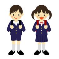Uniformed elementary school boy and girl N2