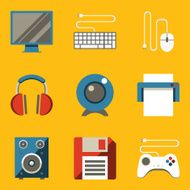 Flat icon set Computer