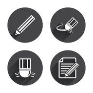 Pencil icon Edit document file Eraser sign N7