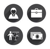 Businessman signs Human and cash money icons N14